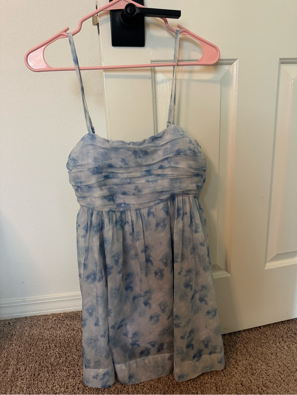 TCEC Light Blue and White Watercolor Mini Dress | Size S